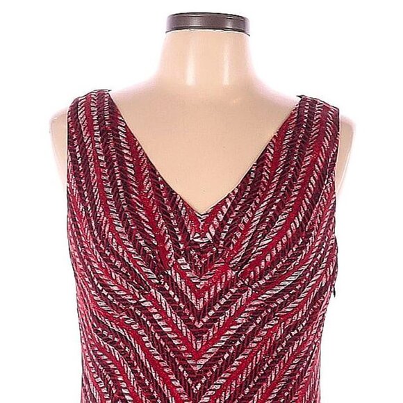 ALFANI - 100% silk sleeveless red herringbone print dress - Picture 4 of 10